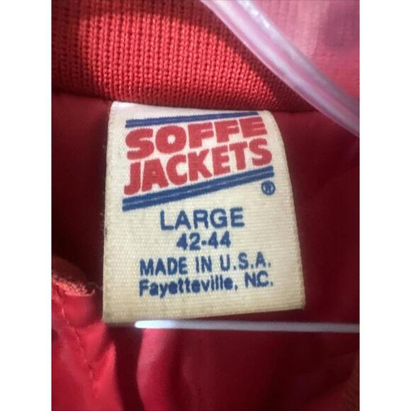 Vtg 80s USA Marines Corp Red Satin Bomber Varsity Jacket LARGE New York Soffe. - Picture 4 of 7